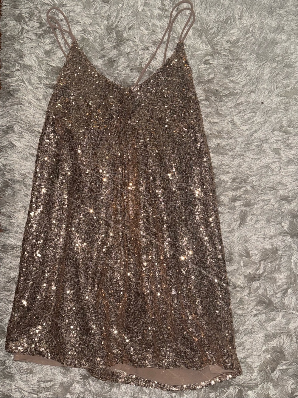 Sequin Slip Dress in Rose Gold